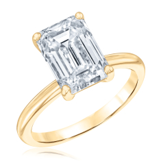 4ct Emerald Lab Grown Diamond Solitaire 14k Yellow Gold Engagement Ring 1