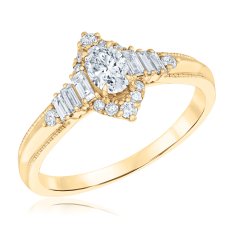 5/8ctw Oval Diamond 14k Yellow Gold Vintage-Inspired Engagement Ring 1