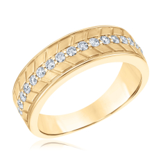 Men's 1/2ctw Round Diamond 14k Yellow Gold Wedding Band 1