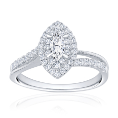 5/8ctw Marquise Diamond 14k White Gold Double Halo Engagement Ring - Couture Collection 1