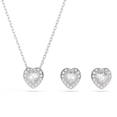 Swarovski Crystal X Ariana Grande Heart-Shaped Crystal Rhodium-Plated Earrings and Necklace Set 1
