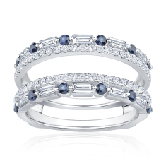 Blue Sapphire and 3/4ctw Diamond 14k White Gold Ring Guard 1