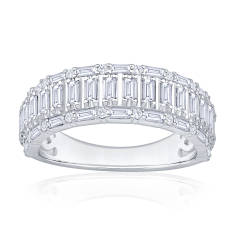 7/8ctw Baguette and Round Diamond 14k White Gold Wedding Band 1