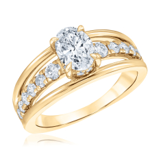 1 1/2ctw Oval Lab Grown Diamond 14k Yellow Gold Engagement Ring 1