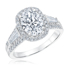 3ctw Oval Lab Grown Diamond Halo 14k White Gold Engagement Ring 1