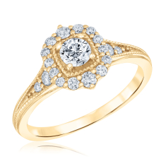 3/4ctw Round Diamond 14k Yellow Gold Vintage-Inspired Engagement Ring 1