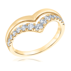 5/8ctw Diamond 14k Yellow Gold Chevron Curved Wedding Band - Embrace Collection 1