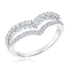 1/2ctw Diamond 14k White Gold Curved Wedding Band - Embrace Collection 1