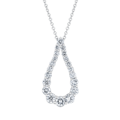 3/4ctw Lab Grown Diamond 14k White Gold Teardrop Pendant Necklace 1
