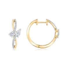 1ctw Pear and Round Lab Grown Diamond 14k Yellow Gold Hoop Earrings 1