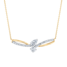 3/4ctw Pear and Round Lab Grown Diamond 14k Yellow Gold Necklace 1