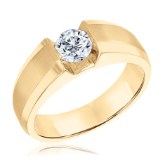 Men's 3/4ct ECONIC Star Round Lab Grown Diamond 14k Yellow Gold Wedding Band 1