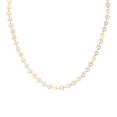 Mother-of-Pearl Heart Station 10k Yellow Gold Necklace 1
