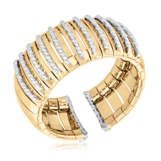 14k Two-Tone Textured Dome Flexible Ring 1