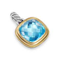 David Yurman Albion Pendant in Sterling Silver with 18K Yellow Gold and Blue Topaz, 11mm 1