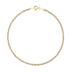 10k Two-Tone Gold 2.2mm Rope Chain Bracelet 1