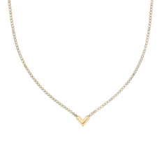 10k Two-Tone Gold 2.3mm Diamond-Cut Bead V Necklace 1