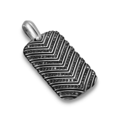 Men's David Yurman Chevron Tag in Sterling Silver with Black Diamonds, 34mm 1