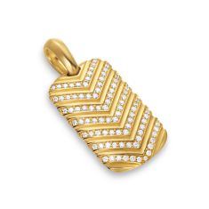 Men's David Yurman Chevron Tag in 18K Yellow Gold with Diamonds, 27mm 1