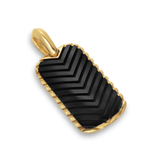 Men's David Yurman Chevron Tag in 18K Yellow Gold with Black Onyx, 27mm 1