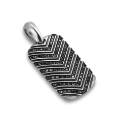 Men's David Yurman Chevron Tag in Sterling Silver with Black Diamonds, 27mm 1