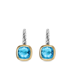 David Yurman Albion Drop Earrings in Sterling Silver with 18K Yellow Gold and Blue Topaz, 10mm 1