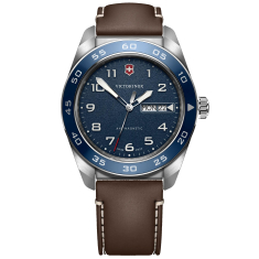 Victorinox Quartz Blue Dial Brown Leather Strap Watch 42mm - 242040 1