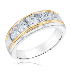 Men's 1 5/8ctw ECONIC Star Round Lab Grown Diamond 14k Two-Tone Wedding Band 1