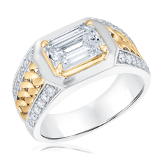 Men's 3 1/2ctw Emerald Lab Grown Diamond Two-Tone Band 1