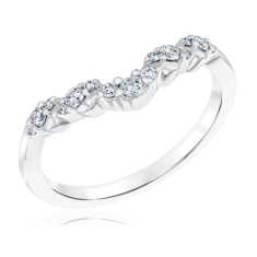 1/5ctw Diamond 14k White Gold Curved Wedding Band - Embrace Collection 1