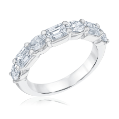 2ctw Emerald and Oval Lab Grown Diamond 14k White Gold Wedding Band 1