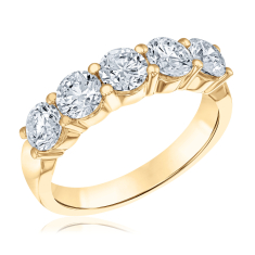 2ctw Round Lab Grown Diamond 14k Yellow Gold Five-Stone Wedding Band 1