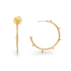 Temple St. Clair 18k Yellow Gold Granulated Hoop Earrings 1