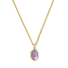 Kendra Scott Hallie Short Pendant Necklace in Purple Watercolor Illusion 1