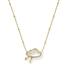 Kendra Scott Celeste Cloud Short Pendant Necklace in Matte Dichroic Glass, Gold-Plated 1