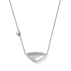 Kendra Scott Margot Vintage Silver-Tone Short Pendant Necklace in Ivory Mother-of-Pearl 1