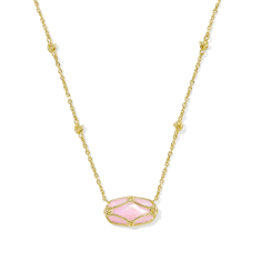 Kendra Scott Elisa Lattice Frame Short Pendant Necklace in Blush Mother-of-Pearl 1
