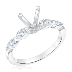 3/8ctw Marquise Diamond 14k White Gold Engagement Ring Setting 1