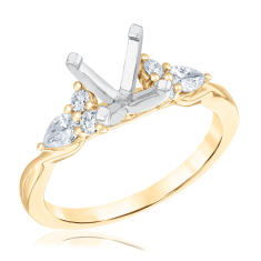 3/8ctw Pear and Round Diamond Accent 14k Yellow Gold Engagement Ring Setting 1