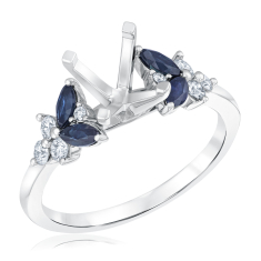 Blue Sapphire and 1/4ctw Diamond 14k White Gold Engagement Ring Setting 1