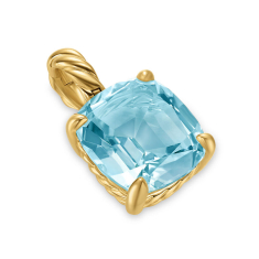 David Yurman Marbella Pendant in 18K Yellow Gold with Sky Blue Topaz, 12mm 1