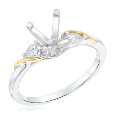 1/6ctw Pear Diamond Accent Two-Tone 14k Gold Engagement Ring Setting 1