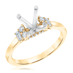 1/4ctw Baguette and Round Diamond Accent 14k Yellow Gold Engagement Ring Setting 1