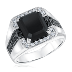 Men's Black Onyx and 1ctw Diamond and Black Diamond Ring 1