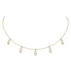 Messika Move Uno 5/8ctw Diamond Pave 18k Yellow Gold Drop Pendant Choker Necklace 1