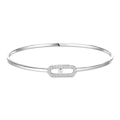 Messika Move Uno 1/5ctw Diamond Pave 18k White Gold Flex Bangle Bracelet 1