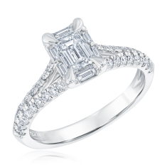 1 1/4ctw Emerald Diamond 14k White Gold Engagement Ring 1