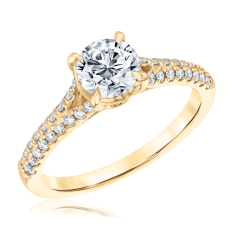 1 1/3ctw Round Diamond 14k Yellow Gold Engagement Ring 1