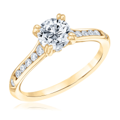 1 1/3ctw Round Diamond 14k Yellow Gold Engagement Ring 1
