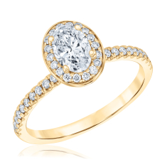 1 3/4ctw Oval Diamond Halo 14k Yellow Gold Engagement Ring 1